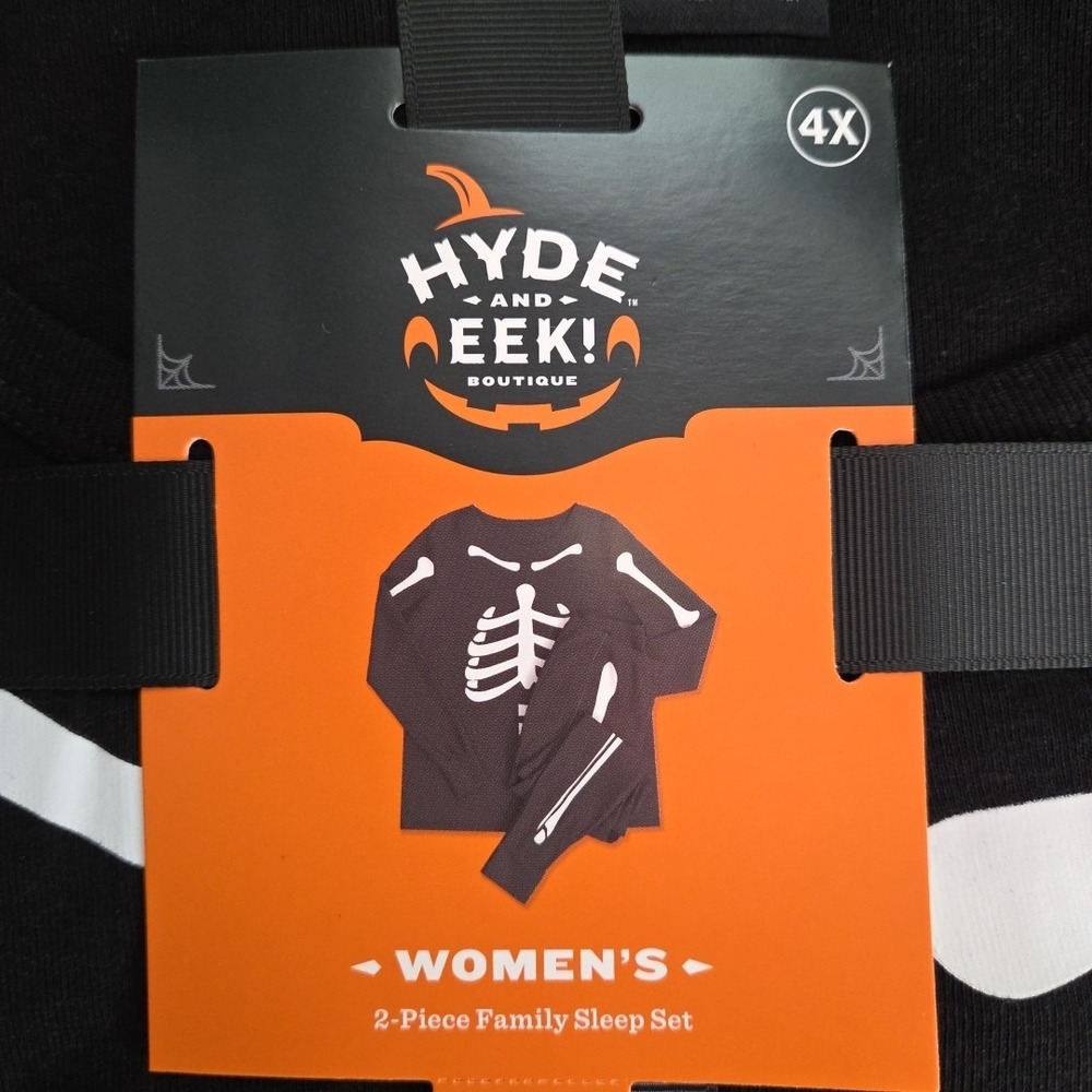 Hyde & Eek Women's Size Two Piece Skeleton Sleep Set Pajama Set Black - Picture 2 of 3